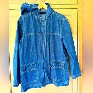 Vintage Bill Blass Hooded Denim Zip Front Jacket / Pockets / Medium